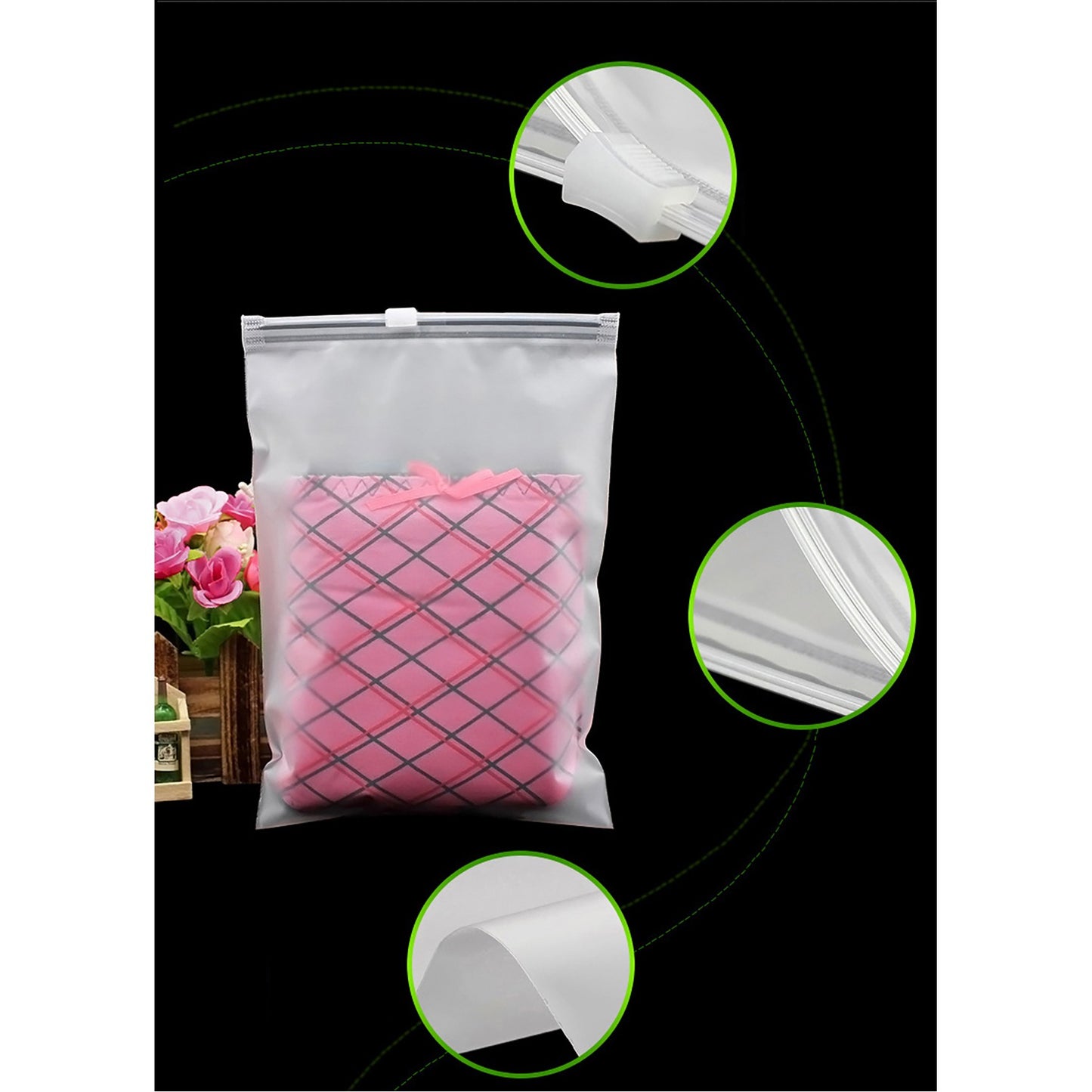 11.9 x 15.8 Inch Matte Frosted Storage Bag Waterproof Zip-Lock Seal Storage Bag Makeup Packing Pouch