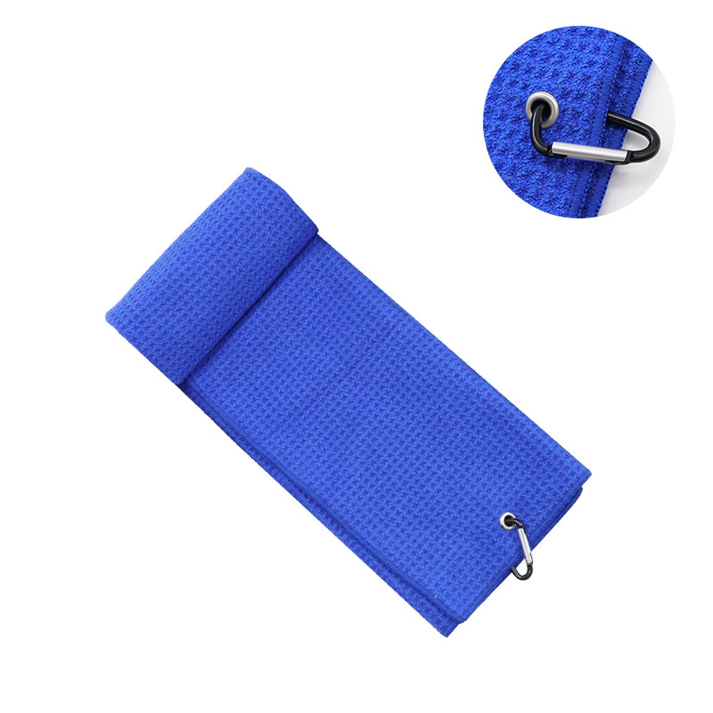 16 x 24 inch Microfiber Waffle Pattern Two-fold Golf Towel W/Heavy Duty Carabiners Clip