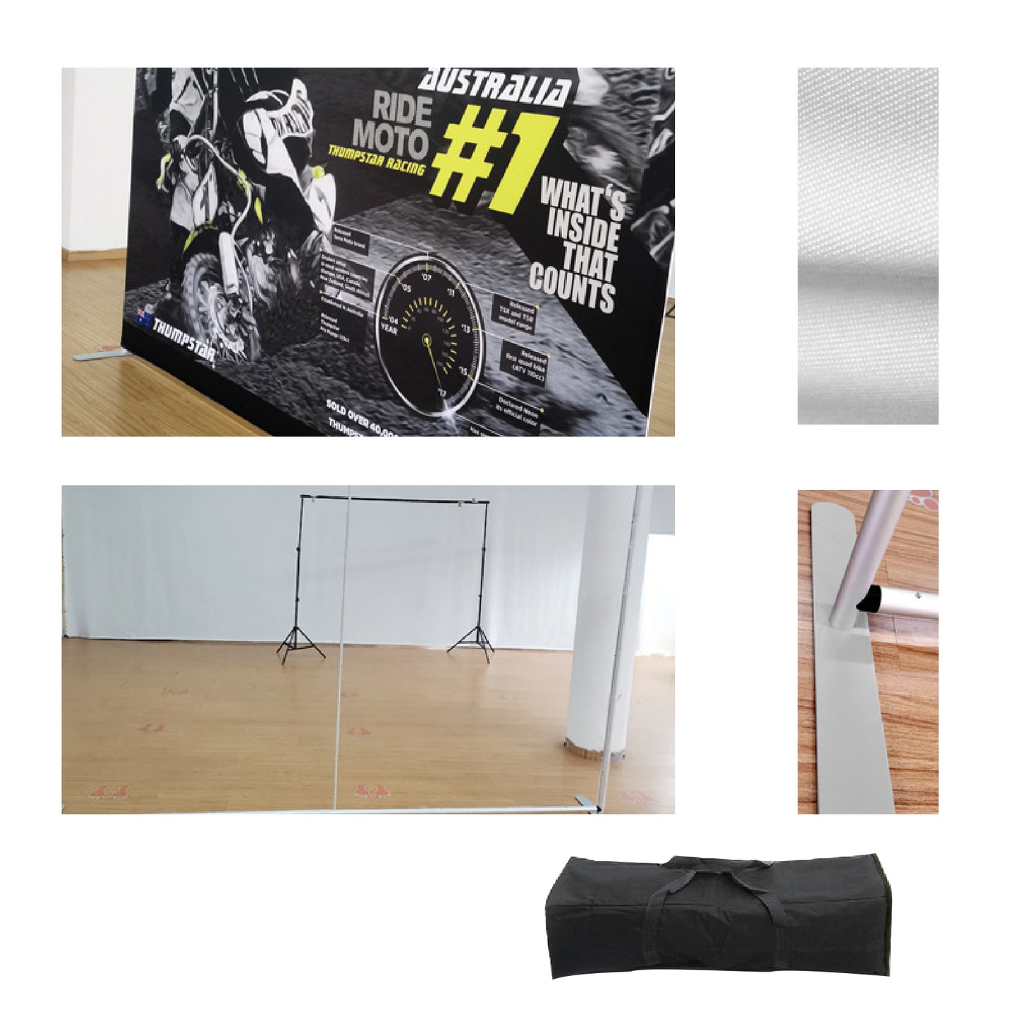 10' Straight Display & Tension Fabric Graphic Display Backdrop Backwall Banner W / Carry Bag