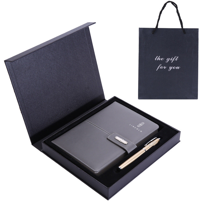 Business Notebook A5 Notepad Imitation Leather PU Office Diary Signature Pen Set Gift Box