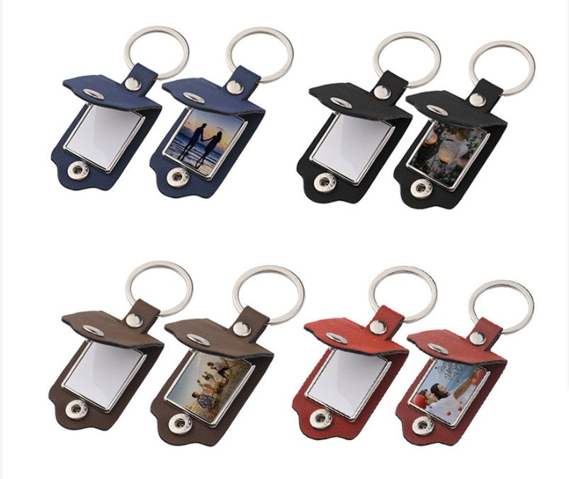 Waterproof Leather ID Tag Photo Fob Keying