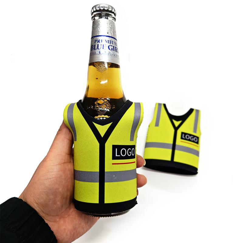 Safety Vest Shaped Can Cooler Sleeve