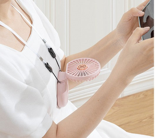 3 Levels Speed Folding Handheld Fan Rechargeable Mini Fan Phone Holder With Lanyard