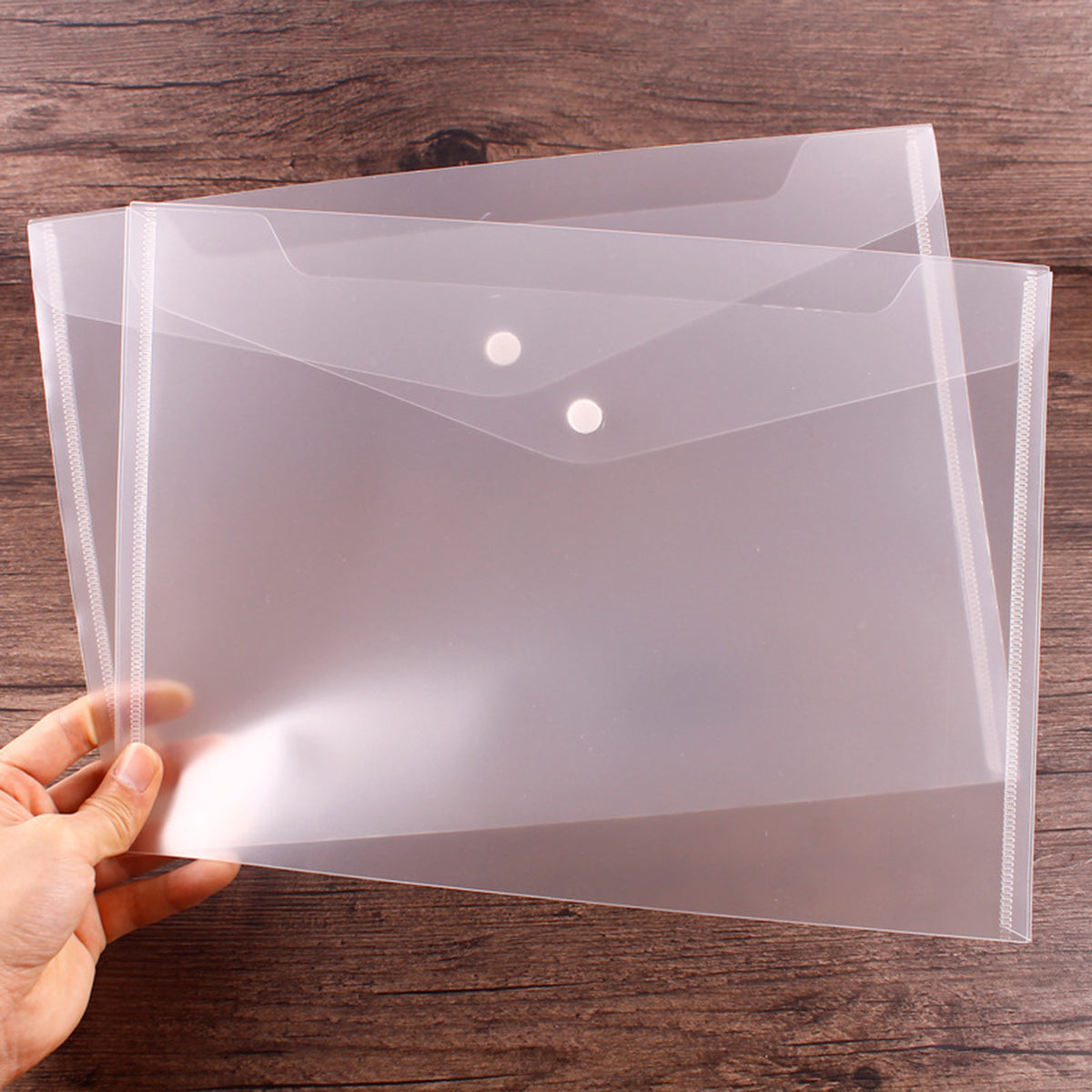 Clear Document Folders Transparent Filing Envelopes Poly Envelope with Snap Button (Transparent)