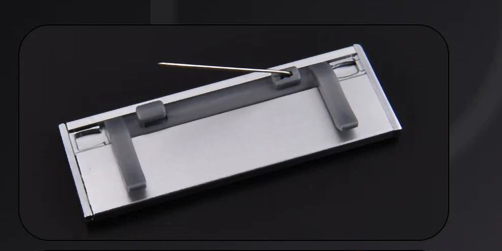 Professional Aluminum Alloy Name Tags Nameplate Badge with Safety Pin & Window #1
