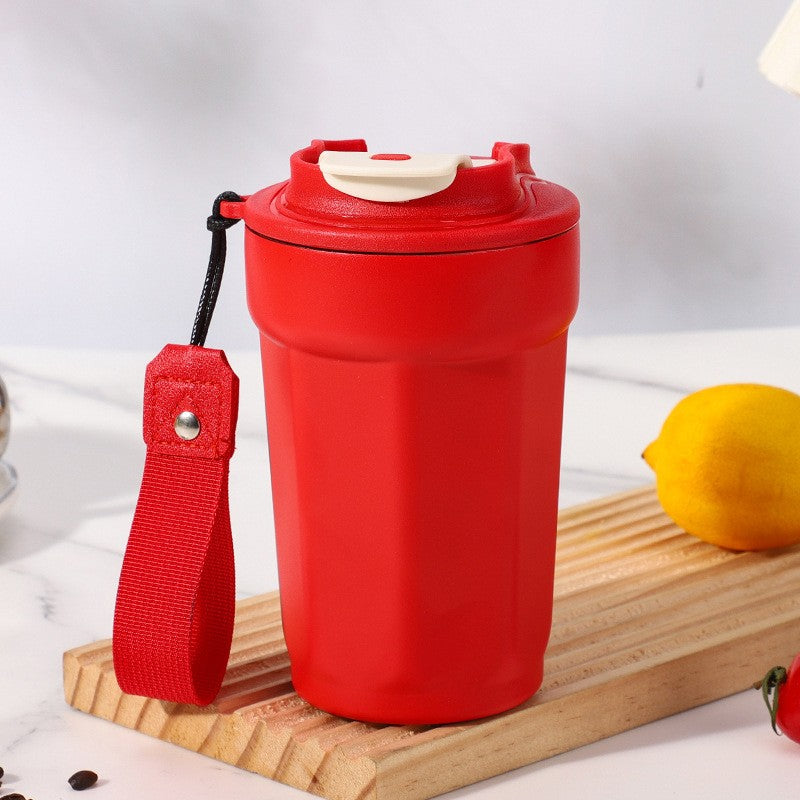 15 Oz. Car Tumbler Insulated Stainless Steel Macarons Coffe Water Bottle W/ Lanyard Strip