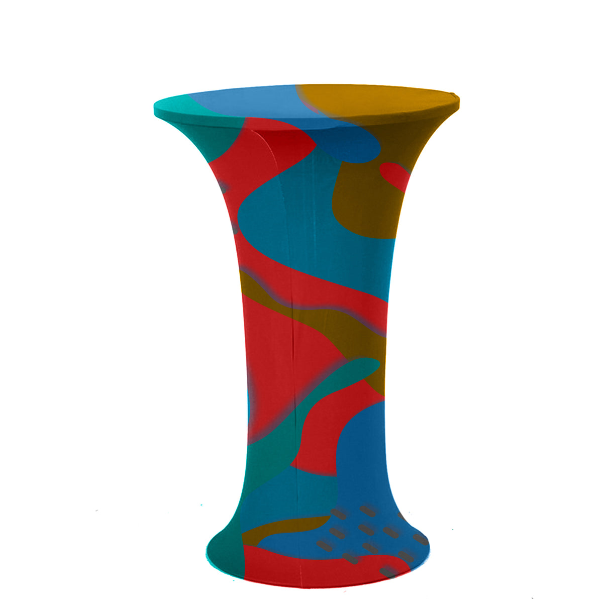30 x 43" Custom Printed Table Cover, Spandex Cocktail Table Cover With Round Plate