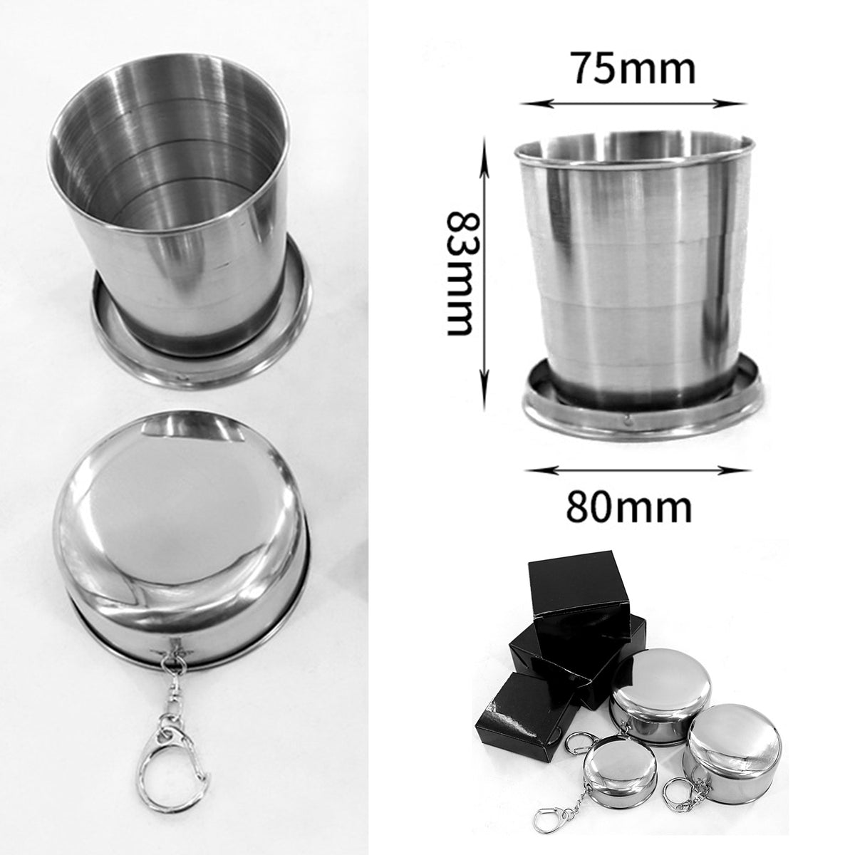Collapsible Shot Glass Key Chain w/250 ml capacity