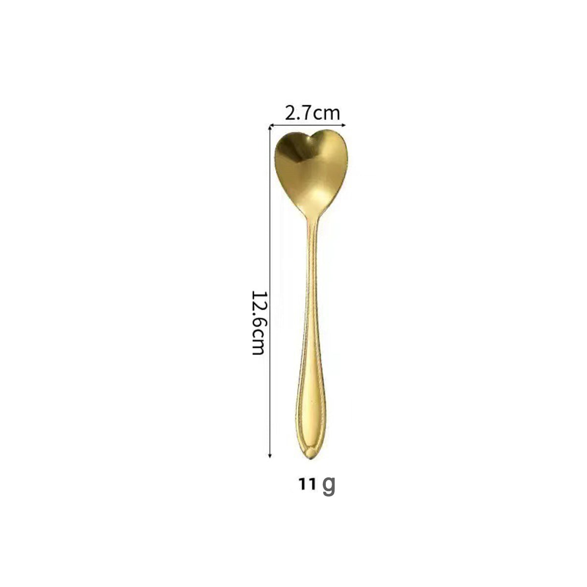 4.96" Gold Heart Shape Stainless Steel Coffee Spoon