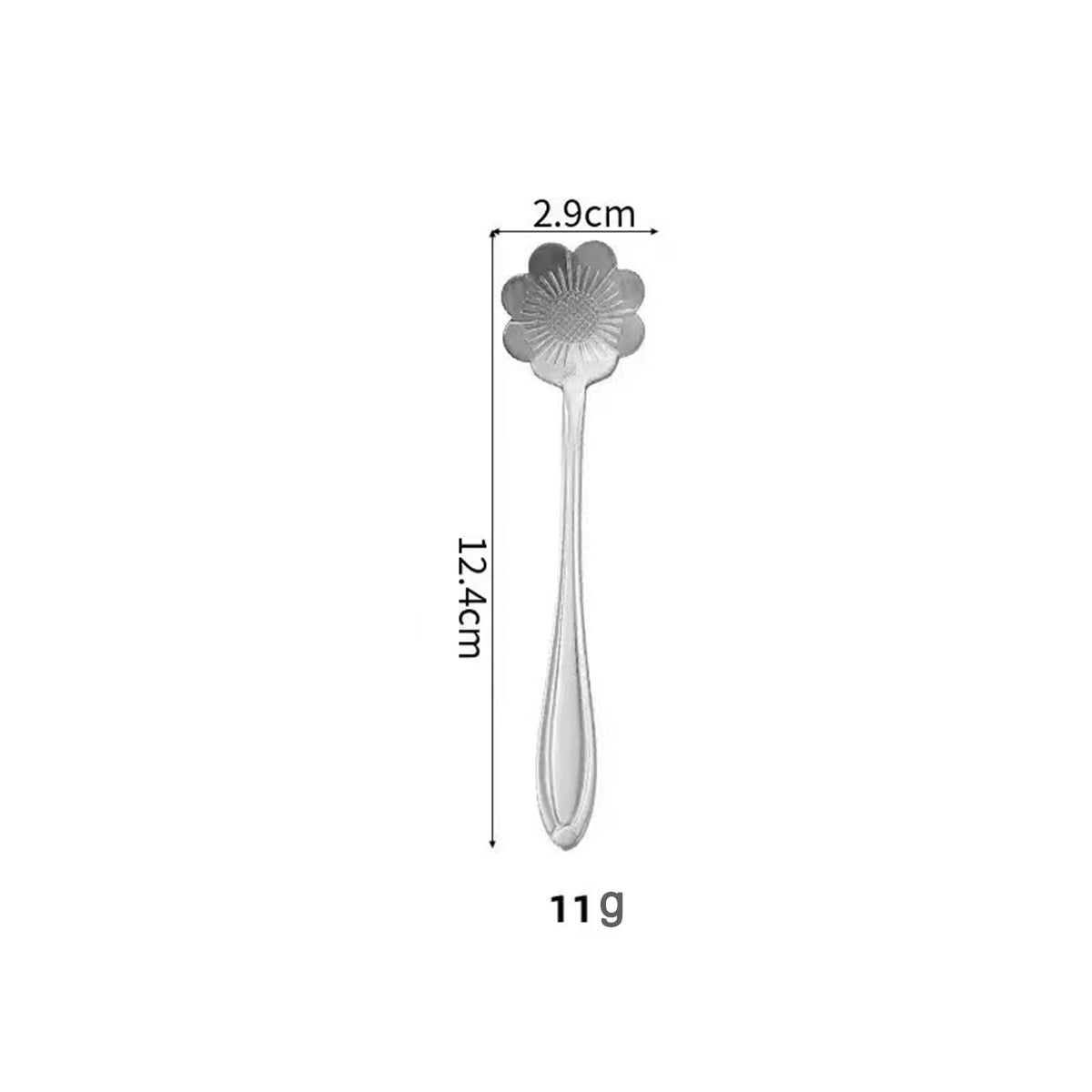 4.88" Silver Coreopsis Shape Stainless Steel Coffee Spoon