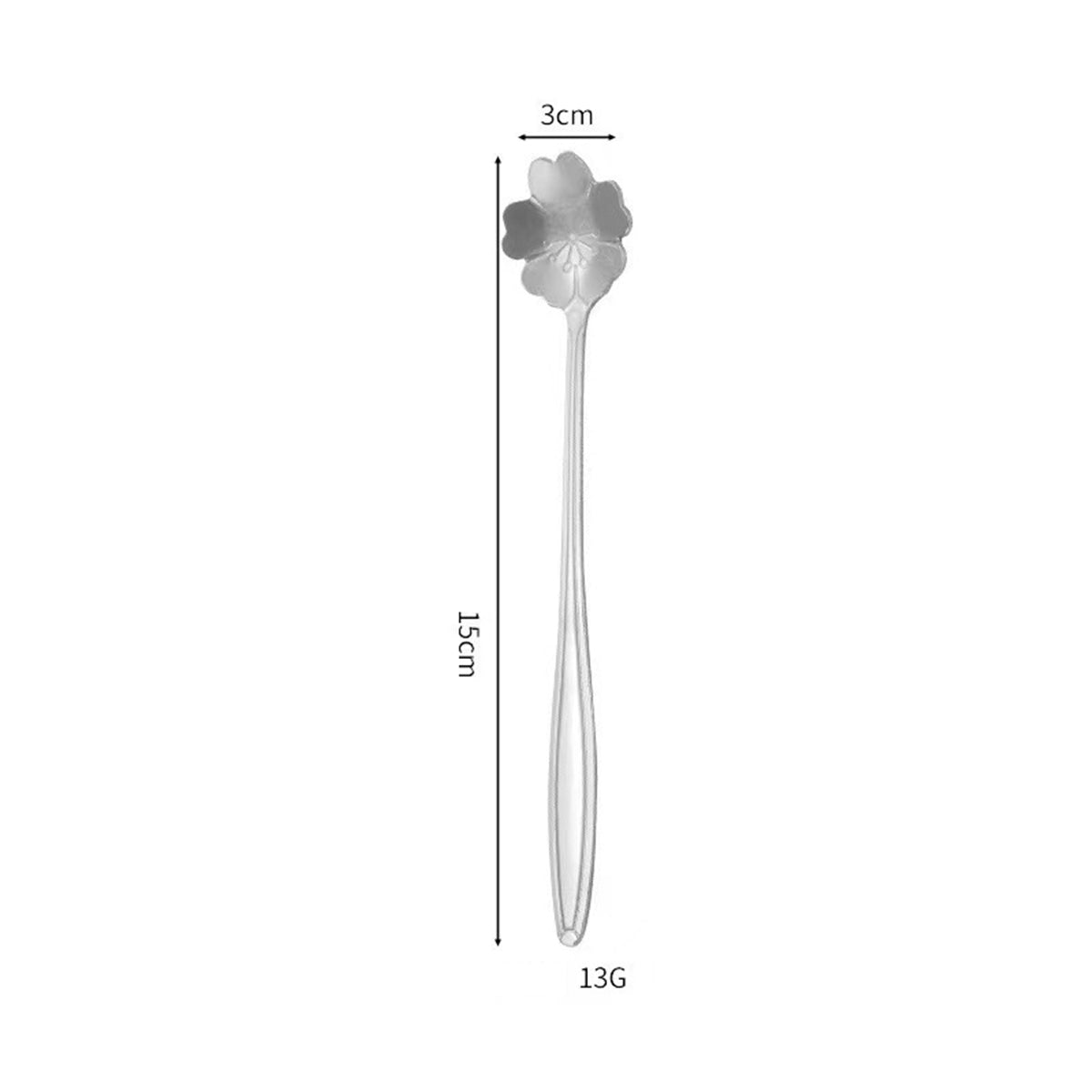 5.91" Silver Sakura Shape Stainless Steel Coffee Spoon
