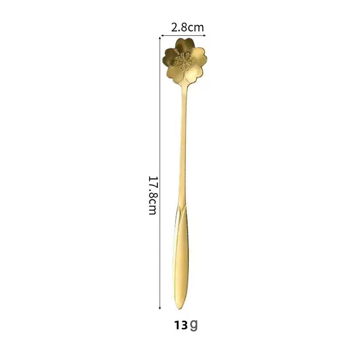 7.01" Gold Sakura Shape Stainless Steel Coffee Spoon