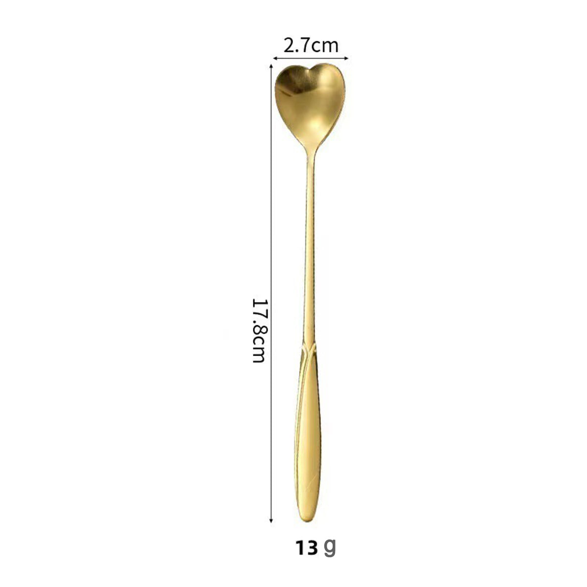 7.01" Gold Heart Shape Stainless Steel Coffee Spoon