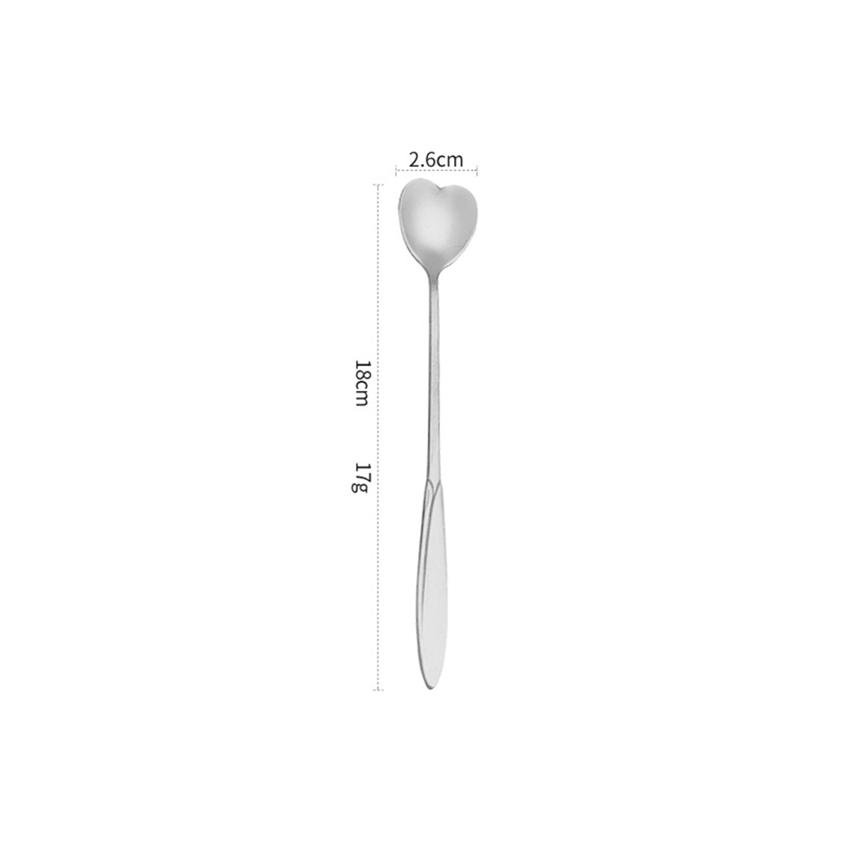 7.09" Silver Heart Shape Stainless Steel Coffee Spoon