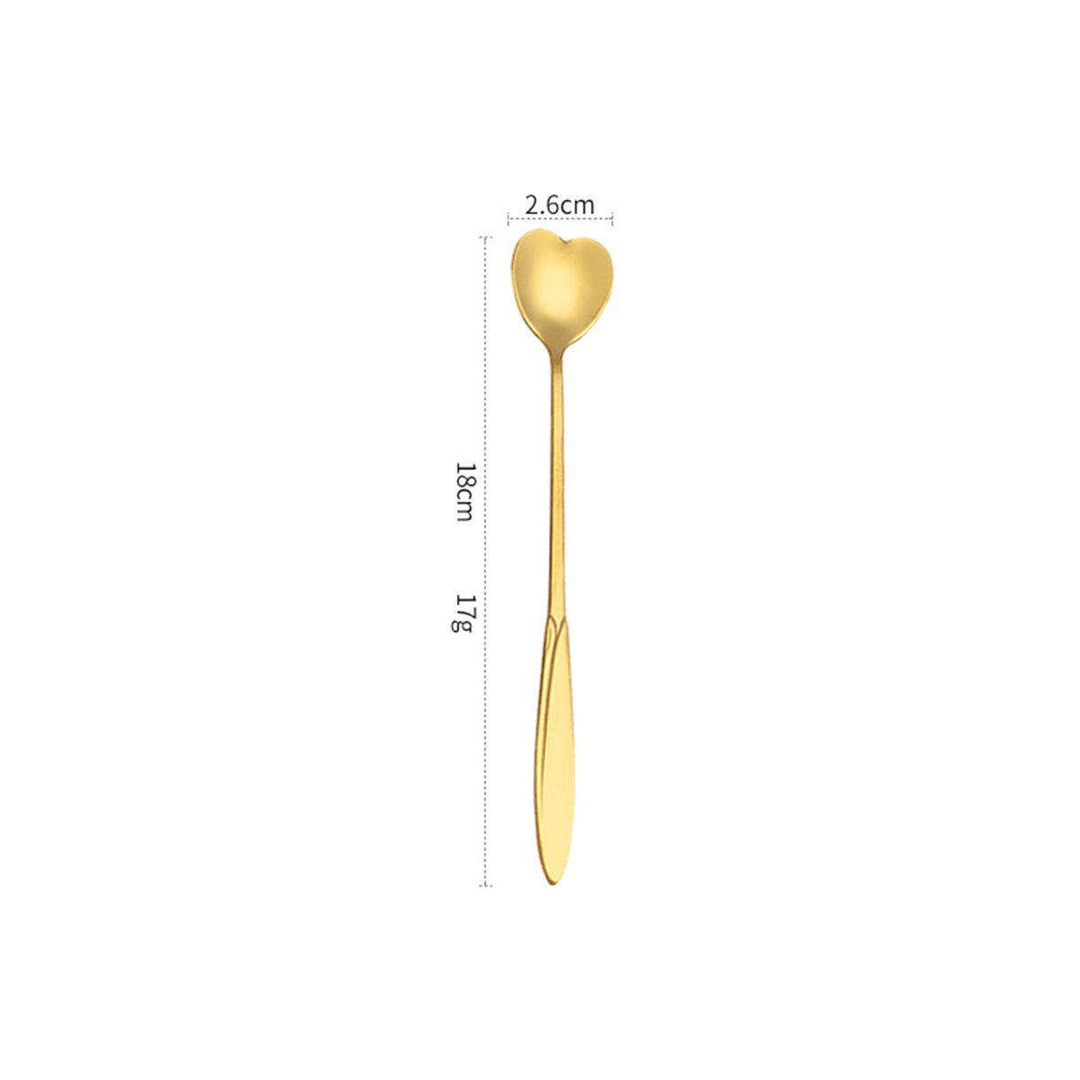 7.09" Gold Heart Shape Stainless Steel Coffee Spoon