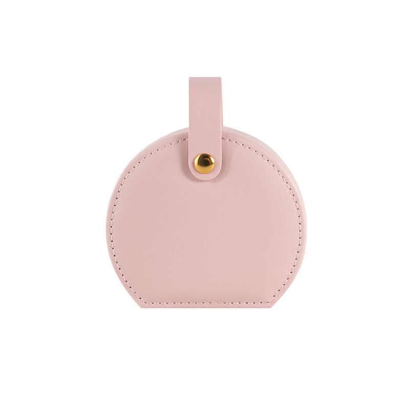 Handle PU Jewelry Box Travel Mirror Jewelry Case