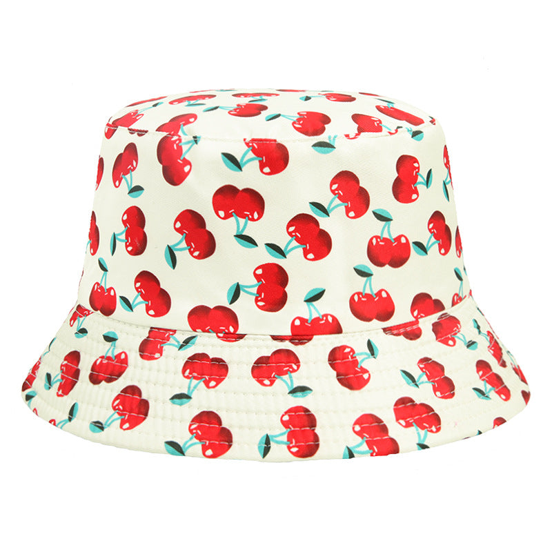 #15 Geometric Tie-dye Cherry Pattern Basin Cap Bucket Hat