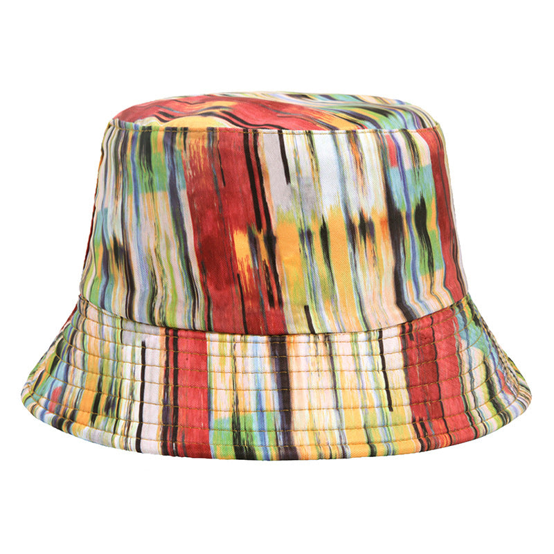 #28 Geometric Tie-dye Pattern Basin Cap Bucket Hat