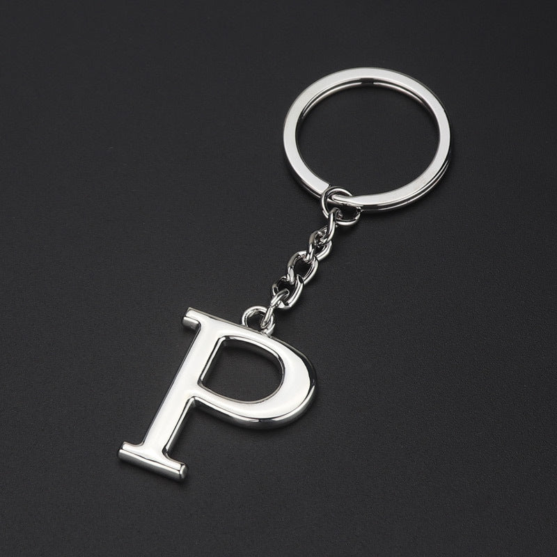 Silver Letter P Keychain Initial Keychain