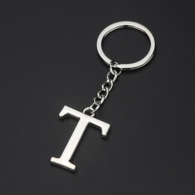 Silver Letter T Keychain Initial Keychain