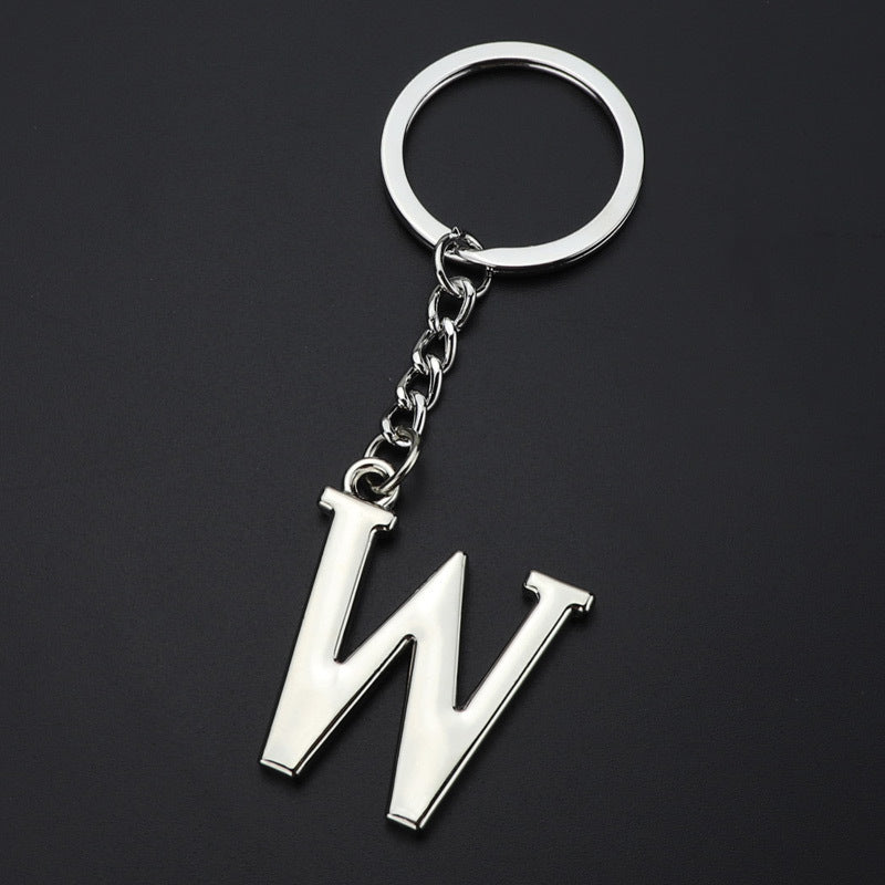 Silver Letter W Keychain Initial Keychain