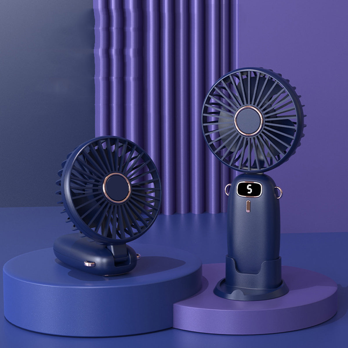 Portable Handheld Fan Small Fan USB Rechargeable Personal Hand W/5 Speed 800mAh Battery