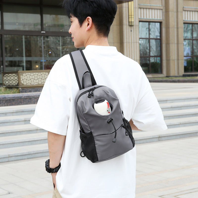 Men's Nylon Sling Bag Chest Shoulder Backpack Crossbody Bag with Cellphone Pouch
