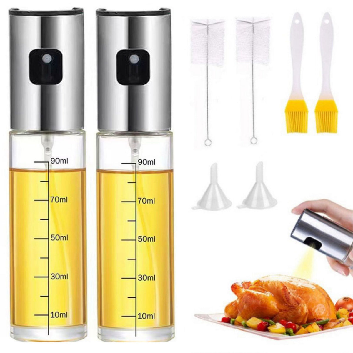 100ml Graduated Spray Bottle Oiler Oilcan 8 PCS Set