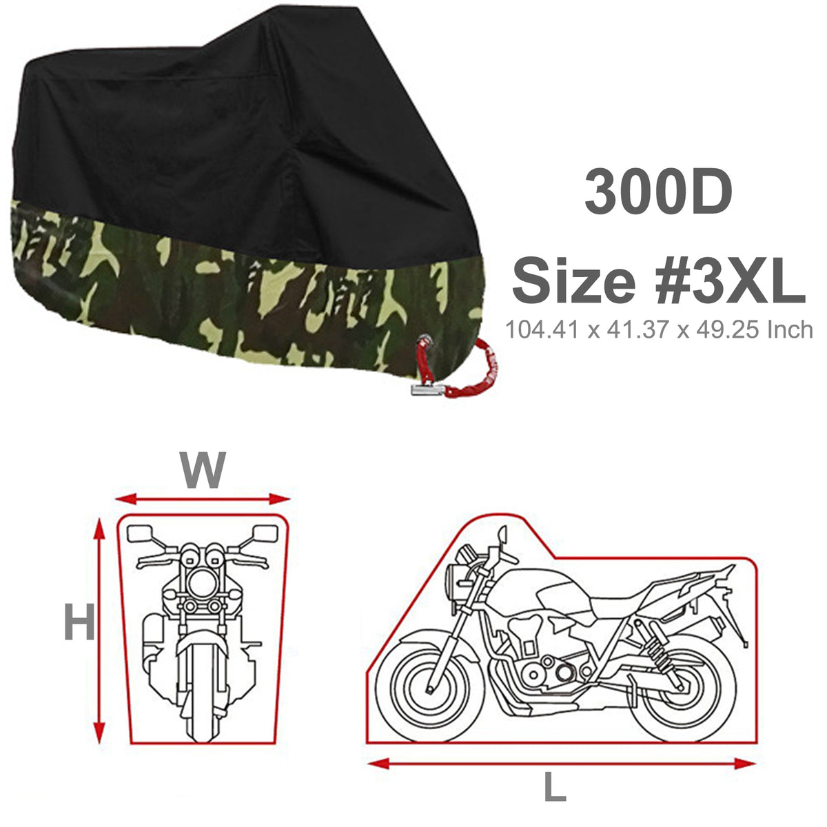300D Size#3XL Waterproof Sun Motorcycle Cover