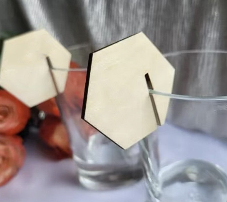 Hexagonal Wood Drink Marker Wine Glass Recognizer