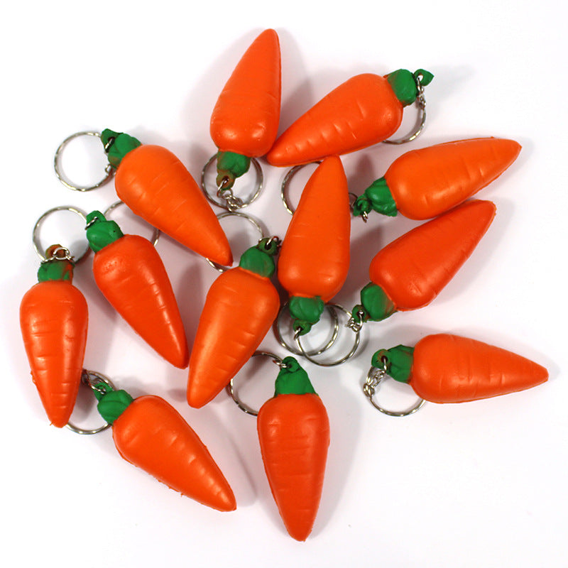 PU Simulated Carrot Stress Reliever Ball Keychain