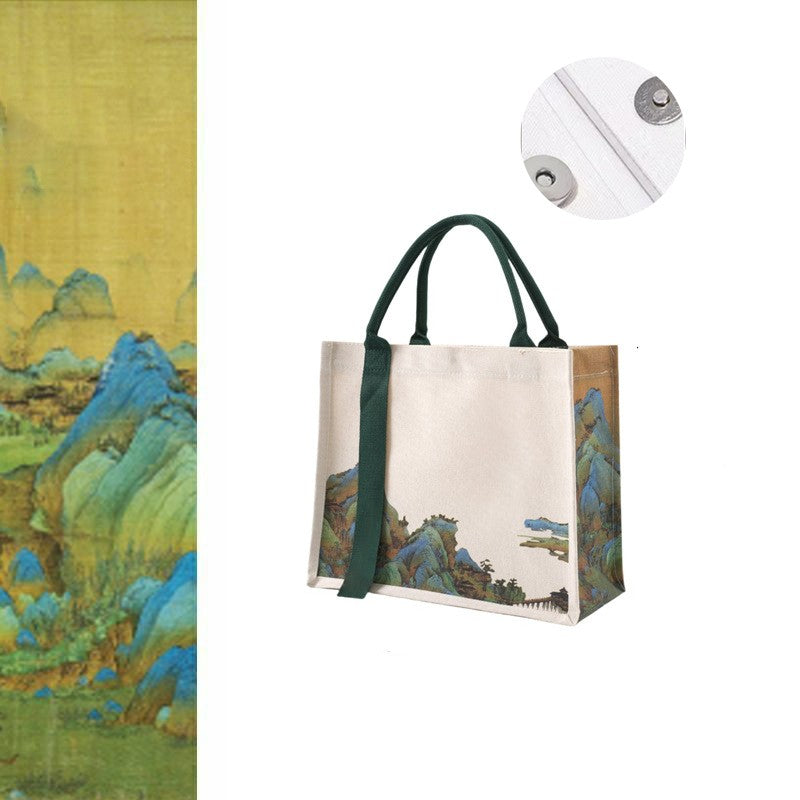 Landscape Canvas Tote Bag W/ Magnetic Closure