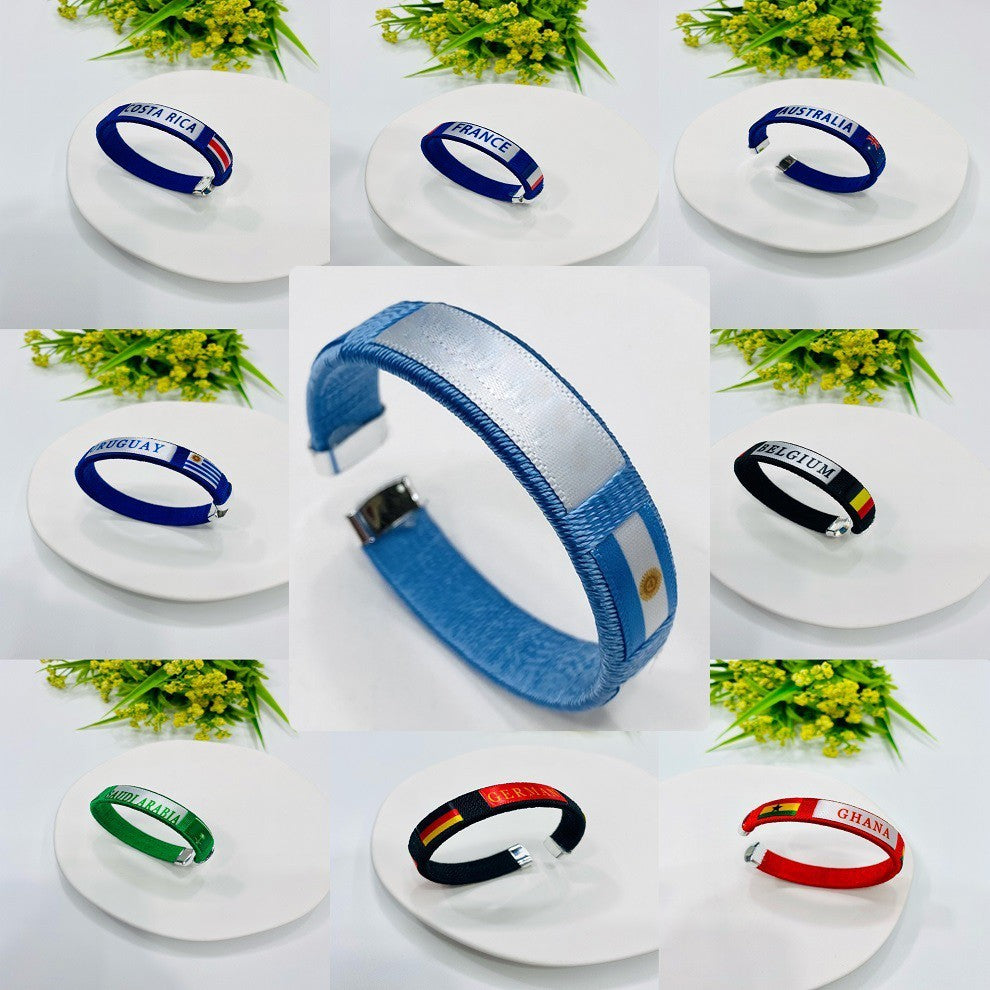 Custom Flag Pattern Wristband W/ Plastic Clasp