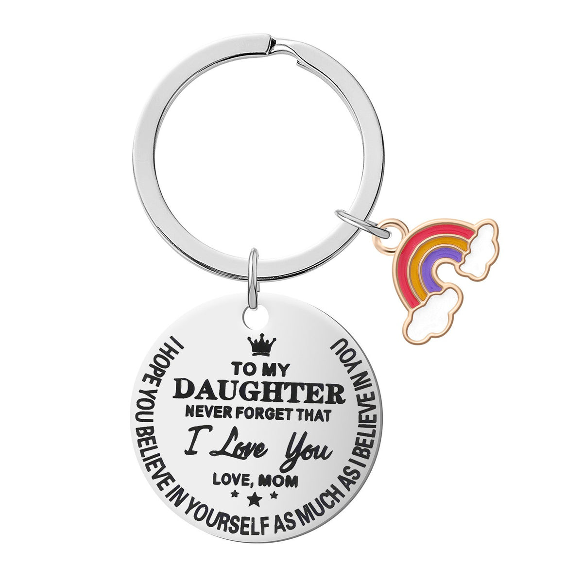Custom Metal Round Key Chain W/ Rainbow