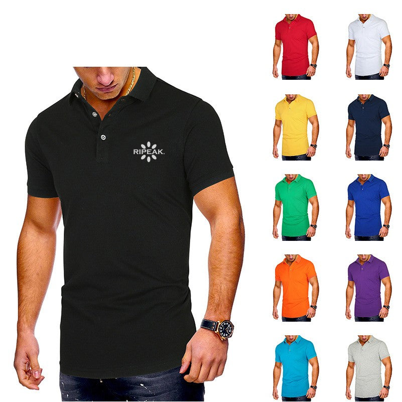 Men's Regular-fit Short-Sleeve Polyester Lapel Polo Shirt