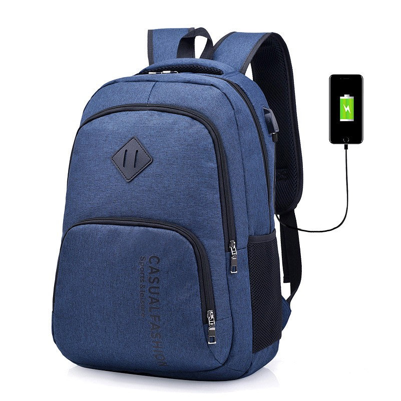 Two Front Pockets Snow Canvas Laptop Backpack