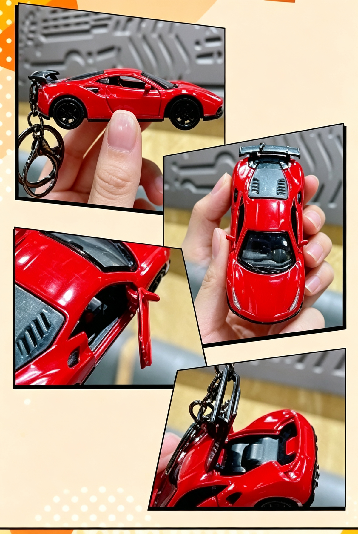 Mini Simulation Sports Car Model Keychain Classic Car Shaped Keychain