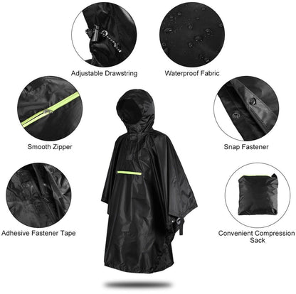Waterproof Photography Rain Poncho, Hooded Rain Cape with Zipper Pocket & Storage Bag