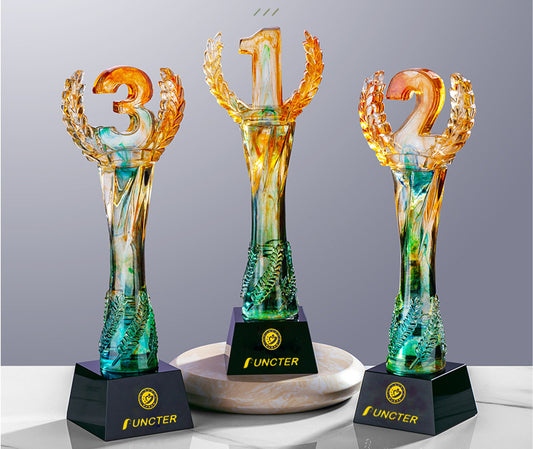 Resin Trophies w/A Black Crystal Base