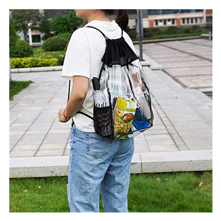 Portable Waterproof PVC Transparent Drawstring Bag Backpack