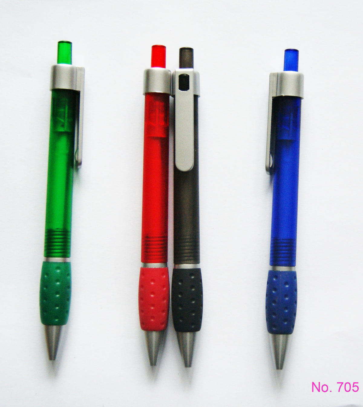 Retractable Ballpoint Pen w/Textured Rubber Grip