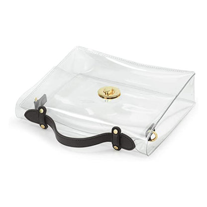 Women`s PVC Transparent Clutch Clear Purse Crossbody Bag with Leather Strap Stadium Approved Bag