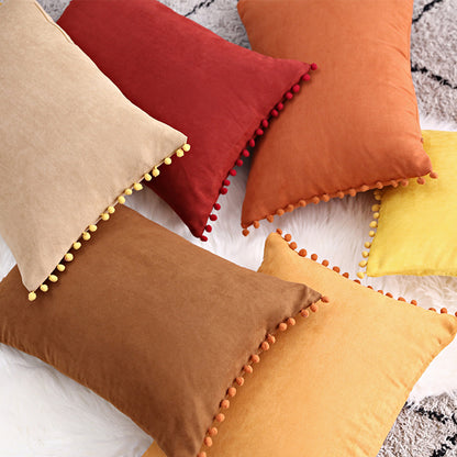 15 x 8" Pompoms Pillowcase Boho Ball Tassel Trimmed Pillowshams Pompom Fringe Cute Pillowcase