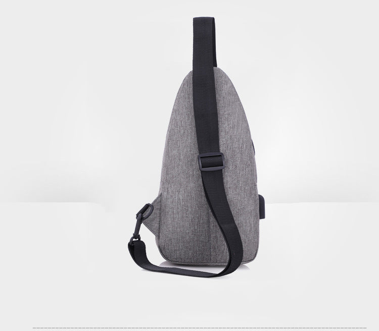 Men's Oxford Sling Bag Chest Shoulder Backpack Crossbody Bag W/USB Charging Port