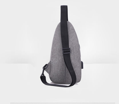 Men's Oxford Sling Bag Chest Shoulder Backpack Crossbody Bag W/USB Charging Port