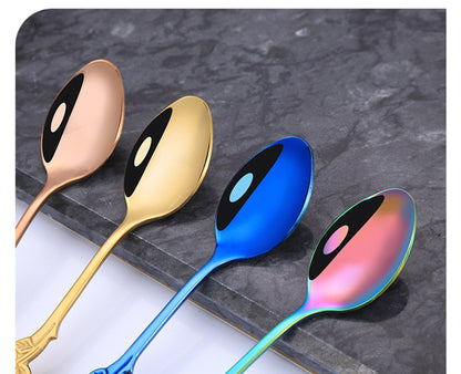 Coffee Spoons Stainless Steel Rose Handle Teaspoons Durable Dessert Spoons