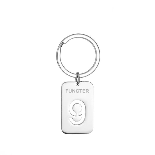 Number 9 Rectangular Tag Keychain 32 x 20 mm
