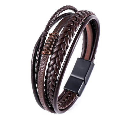 Men's Leather Multi-Strand Bracelet
