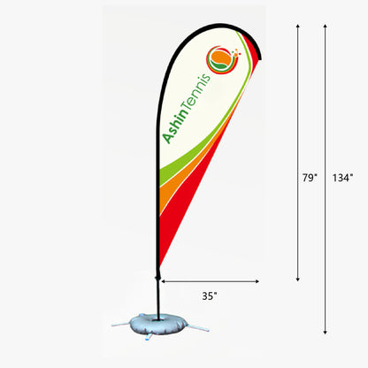 11' Feather Flag Kit Half Tear Drop Flag Pole Kit Set Banner Flag Cross Base W/Water Bag
