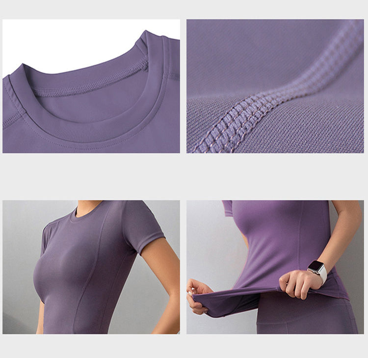 Women's Dry Fit Compression Gym Wear Running Sport Short Sleeve T-shirt Running Athletic Shirt